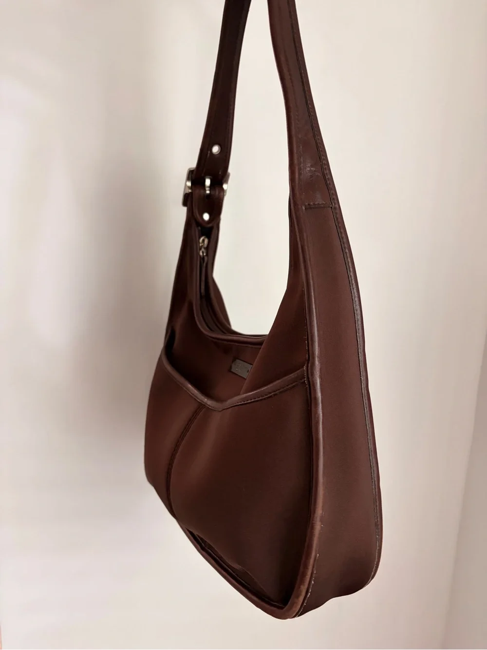 Vintage 90s Coach Mahogany Neoprene & Leather Pocket Ergo Zip Purse Bag